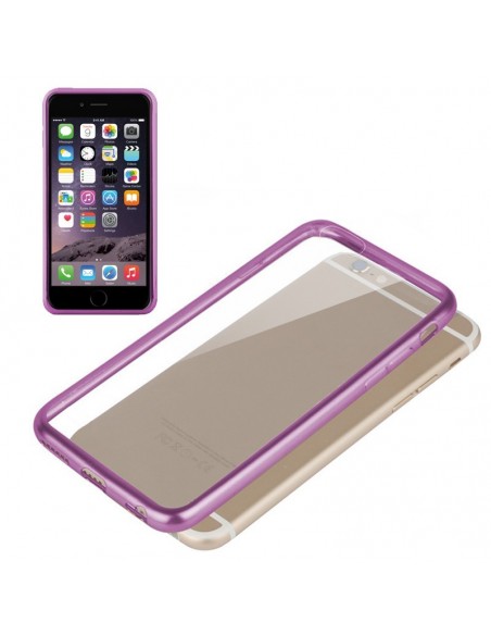 Carcasa TPU iPhone 6 Plus / 6s Plus transparente borde metalizado rosa