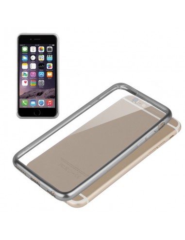 Carcasa TPU iPhone 6 Plus / 6s Plus transparente borde metalizado plata