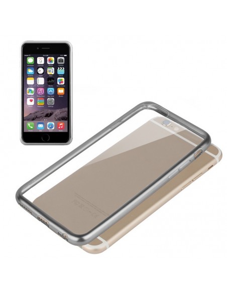 Carcasa TPU iPhone 6 Plus / 6s Plus transparente borde metalizado plata