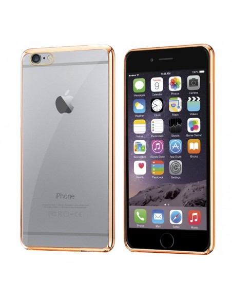 FUNDA TPU TRANSPARENTE BORDE METALIZADO IPHONE 6 / 6S DORADO