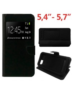 FUNDA LIBRO SILICONA UNIVERSAL SOPORTE 5,4" - 5,7" NEGRA