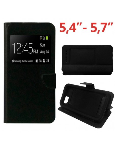 FUNDA LIBRO SILICONA UNIVERSAL SOPORTE 5,4" - 5,7" NEGRA