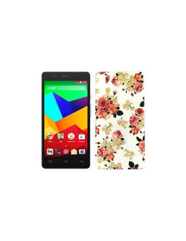 Carcasa TPU BQ Aquaris E5 HD / E5 4G / E5S diseño blanco flores
