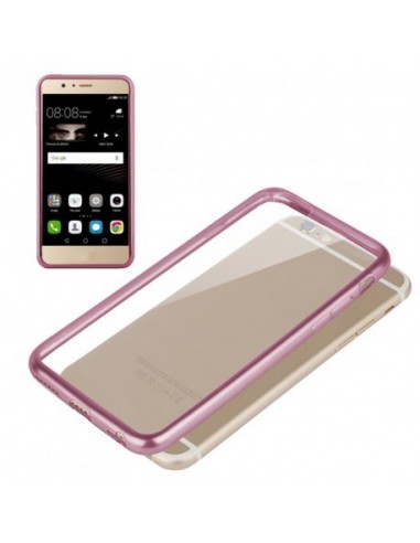 Carcasa TPU transparente Huawei P9 Lite borde metalizado rosa