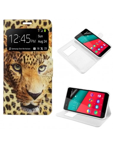 Funda libro soporte TPU Wiko Pulp diseño Leopardo