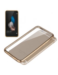 Carcasa TPU Huawei P8 Lite borde metalizado dorado