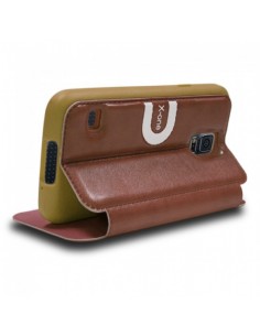 Funda libro soporte TPU Samsung Galaxy S4 diseño Sport marrón 2