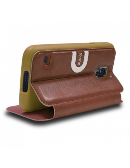 Funda libro soporte TPU Samsung Galaxy S4 diseño Sport marrón