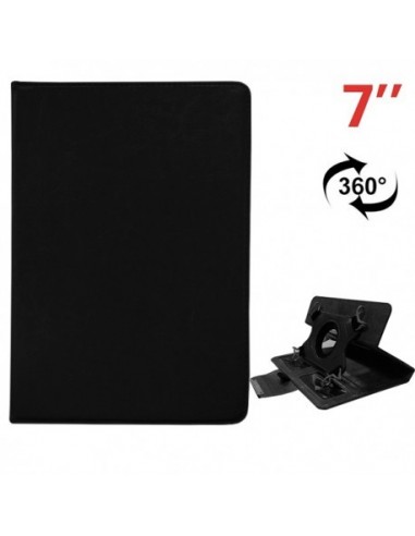Funda soporte giratorio universal tablets 7'' pulgadas polipiel negra