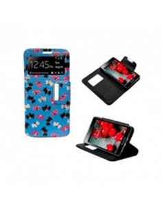 Funda libro soporte TPU BQ Aquaris 4,5 diseño azul Dogs (Perritos)