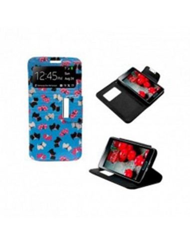 Funda libro soporte TPU BQ Aquaris 4,5 diseño azul Dogs (Perritos)