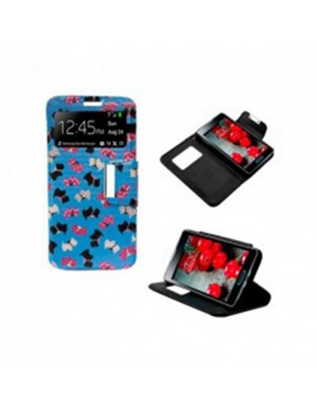 Funda libro soporte TPU BQ Aquaris 4,5 diseño azul Dogs (Perritos)