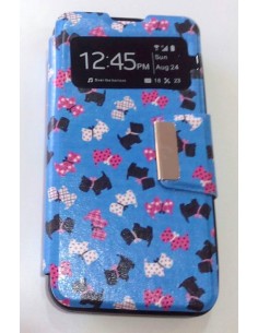 Funda libro soporte TPU BQ Aquaris 4,5 diseño azul Dogs (Perritos) 2