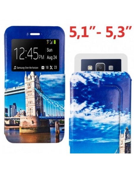 FUNDA LIBRO SILICONA UNIVERSAL SOPORTE DISEÑO 5,1" - 5,3" LONDON BRIDGE