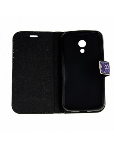 FUNDA LIBRO TPU DISEÑO MOTOROLA MOTO G (2014) BUHO CORAZONES