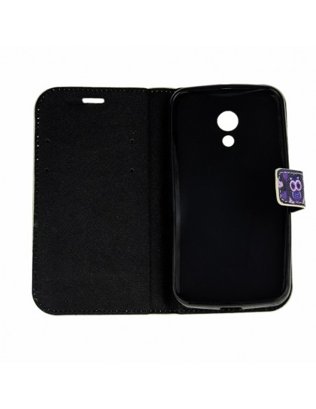 FUNDA LIBRO TPU DISEÑO MOTOROLA MOTO G (2014) BUHO CORAZONES