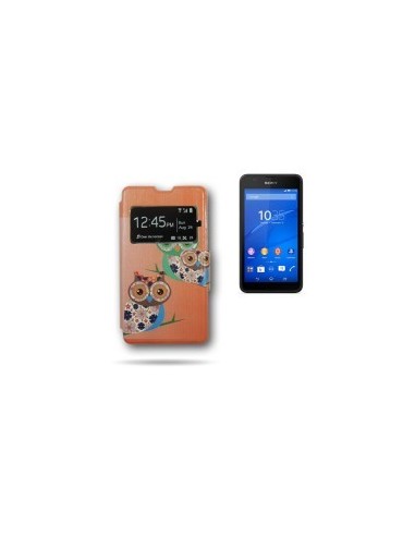 Funda libro soporte Sony Xperia E4G diseño Búho rama
