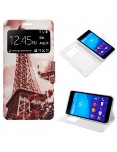 Funda libro soporte TPU Sony Xperia M4 Aqua diseño Paris