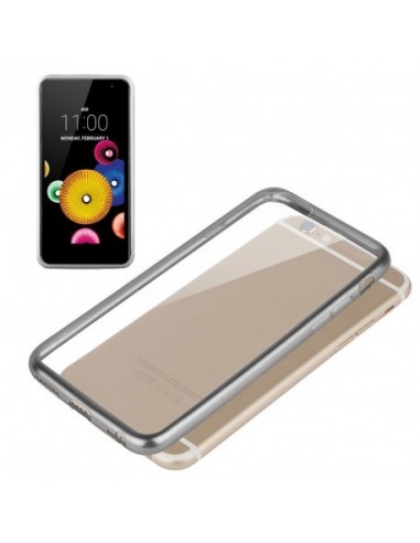 Carcasa TPU LG K4 borde metalizado plata