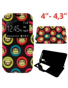 Funda libro soporte silicona universal 4" - 4,3" diseño Monkeys