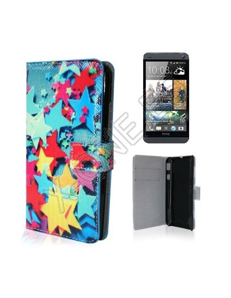 Funda libro cartera HTC One Mini diseño Estrellas colores