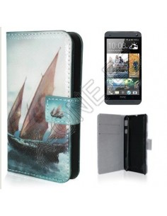 Funda libro cartera HTC One Mini diseño Barco