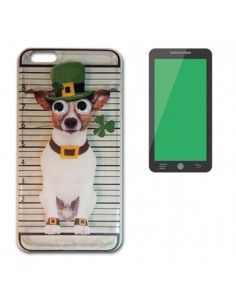 Carcasa TPU 3D BQ Aquaris M4.5 / A4.5 diseño Perro Ojos Trebol