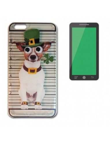Carcasa TPU 3D BQ Aquaris M4.5 / A4.5 diseño Perro Ojos Trebol