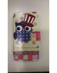 Funda libro soporte TPU BQ Aquaris E4 diseño American Owl