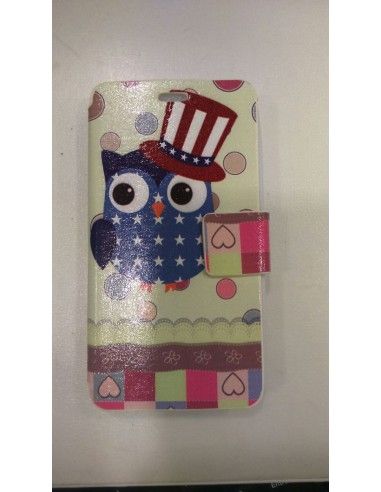 Funda libro soporte TPU BQ Aquaris E4 diseño American Owl
