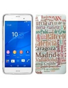 Carcasa TPU Sony Xperia Z3 blanca diseño Ciudades España