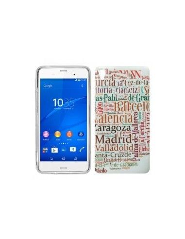 Carcasa TPU Sony Xperia Z3 blanca diseño Ciudades España