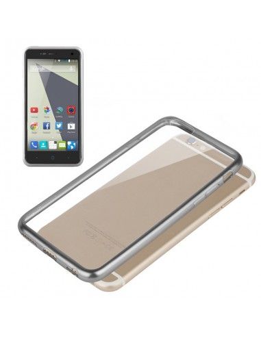 Carcasa TPU ZTE Blade L3 borde metalizado plata