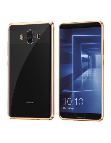Carcasa TPU transparente Huawei Mate 10 borde metalizado dorado