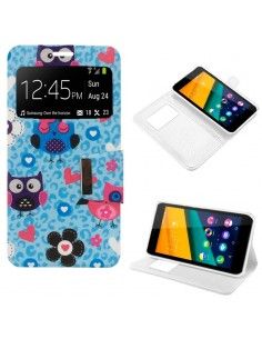 Funda libro soporte TPU Wiko Pulp Fab diseño Buhos azul