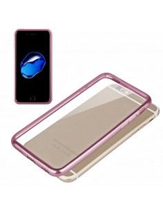 Carcasa TPU iPhone 7 Plus / 8 Plus borde metalizado rosa 2