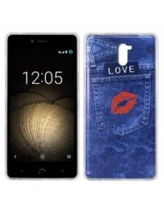 Carcasa TPU BQ Aquaris U Plus diseño Vaqueros Jeans Love
