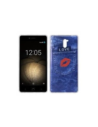 Carcasa TPU BQ Aquaris U Plus diseño Vaqueros Jeans Love