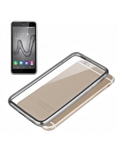 FUNDA TPU TRANSPARENTE BORDE METALIZADO WIKO ROBBY PLATA
