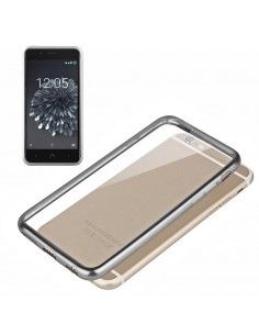 Carcasa TPU transparente BQ Aquaris X5 Plus borde metalizado plata
