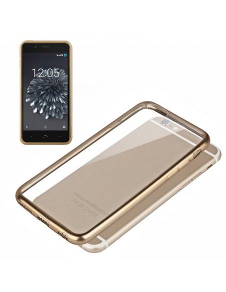 Carcasa TPU transparente BQ Aquaris X5 Plus borde metalizado dorado