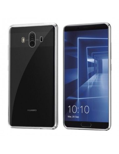 Carcasa TPU transparente Huawei Mate 10 borde metalizado plata