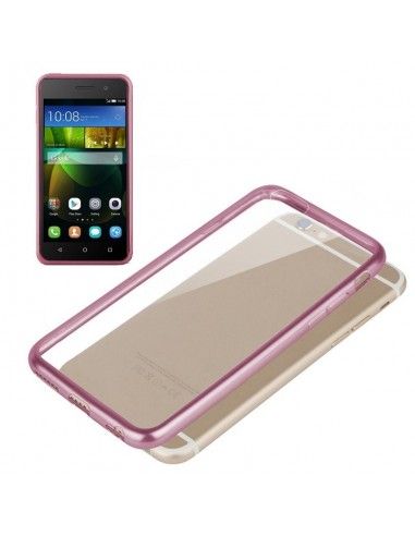 Carcasa TPU Huawei G650 G Play Mini borde metalizado rosa