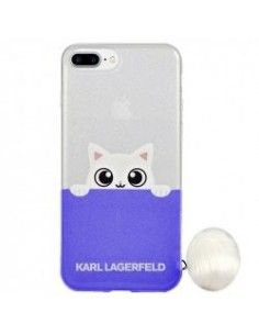 Carcasa TPU purpurina iPhone 7 Plus / 8 Plus licencia Karl Lagerfeld diseño Clear Cat