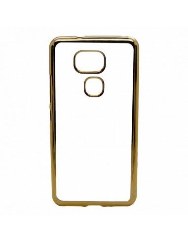 Carcasa TPU transparente BQ Aquaris V / VS borde metalizado dorado