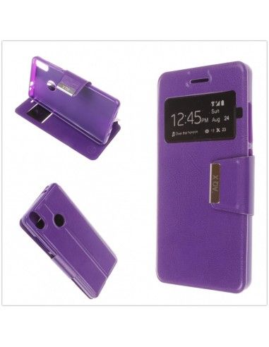 FUNDA LIBRO SOPORTE TPU VENTANA BQ AQUARIS X / X PRO MORADA