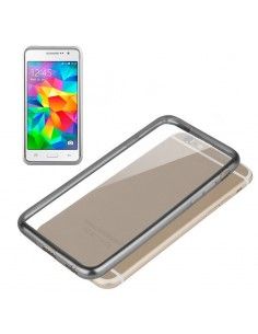 Carcasa TPU transparente Samsung G530 Galaxy Grand Prime borde metalizado Grafito