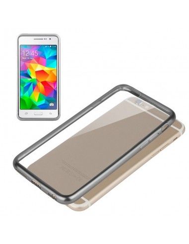 Carcasa TPU transparente Samsung G530 Galaxy Grand Prime borde metalizado Grafito