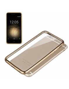 Carcasa TPU BQ Aquaris U Plus borde metalizado dorado