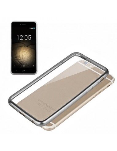 Carcasa TPU BQ Aquaris U Plus borde metalizado plata